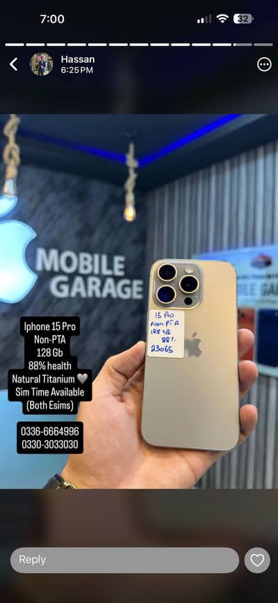 Iphone 15 pro 128gb lla model non pta sim working