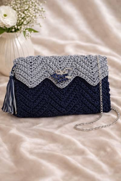 Hand made crochet clutch