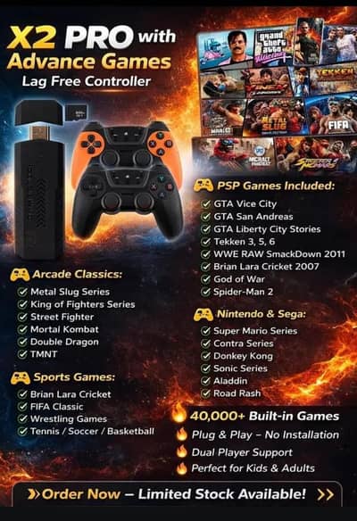 Game Stick X2 Pro 3D HD Retro Video Game Console Wireless