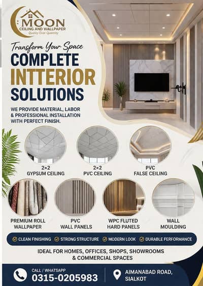 Interior Design Services | False Ceiling,Wall Paneling|Wallpaper.