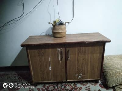 tv trolley/ iron table with double door cabinet