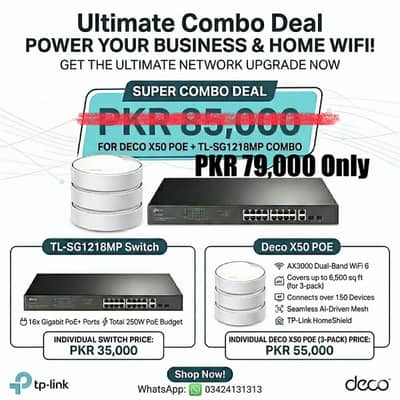 TP-Link Deco X50 PoE + TL-SG1218MP Switch Combo Deal