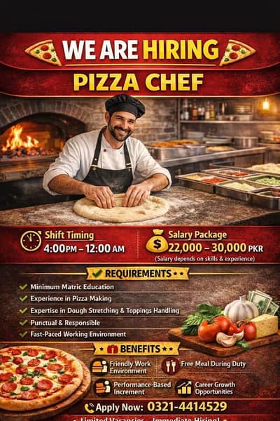 “Pizza Shop Staff Required – Urgent Hiring (Good Salary)