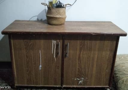 tv trolley/ iron table with double door cabinet
