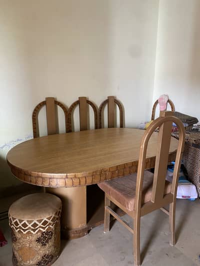 Wooden dying table with 6 chairs