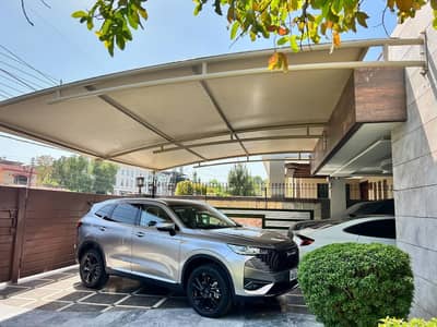 Wall mounted tensile shade/ Parking structure/ Awnings / Pvc car roof