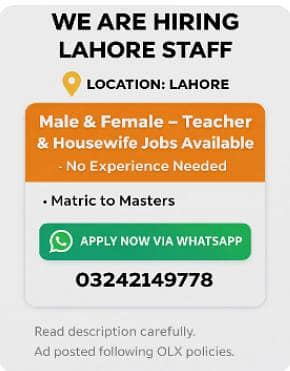 job required in lahore
