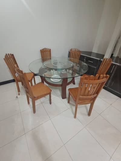 new dining table 6 chair new condition glass top dining table