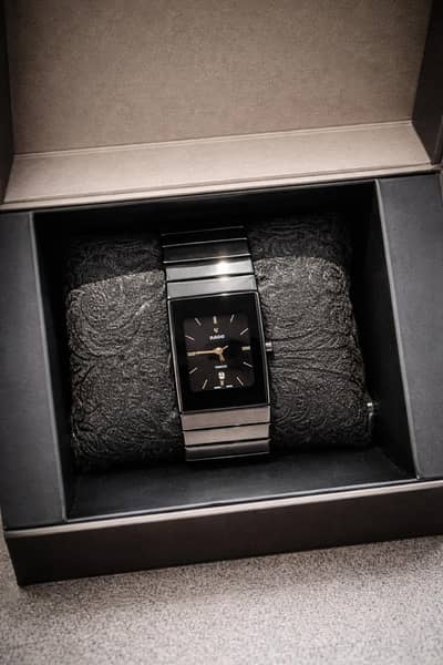 Elegant Rado Black Ceramic Rectangular Watch – Premium Condition