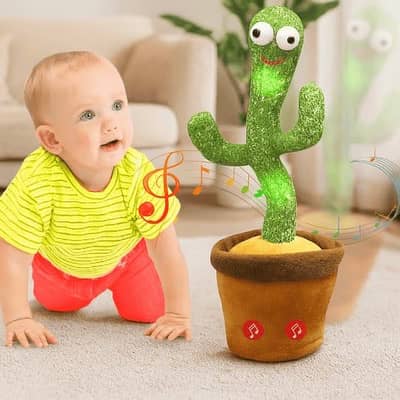The dancing cactus toy is primarily made from soft plush fabric