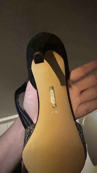 Louise et Cie Kouris embroidered glitter stiletto pumps.