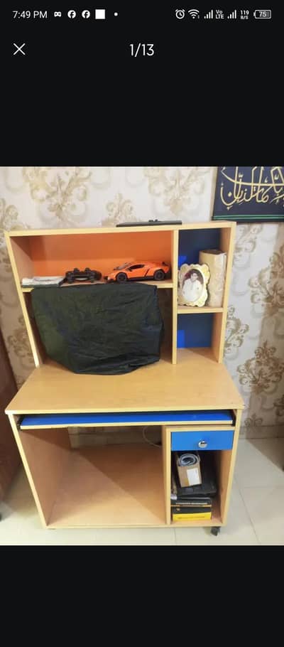 Computer Table / Study Desk with Shelves & Drawer – Good Condition