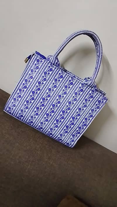 blue handbag