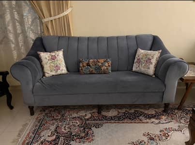 5 Seater Velvet Sofa, Original Wood