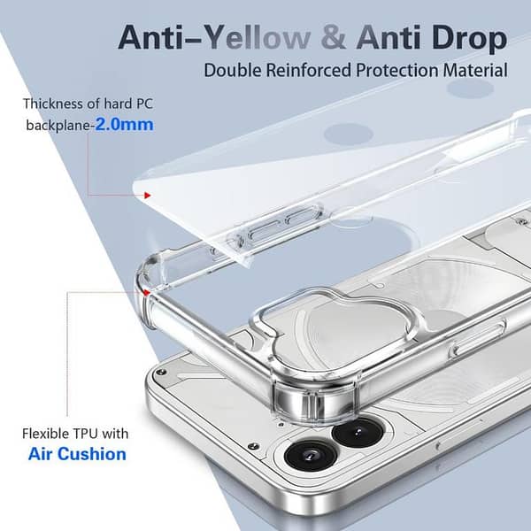 For Nothing Phone (1), Shockproof 4 Airbags Transparent Clear Crystal Cover Case