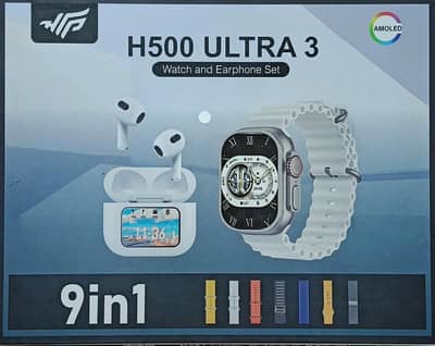 H500 ultra 3 watch and  Earphone  set 10 in 1