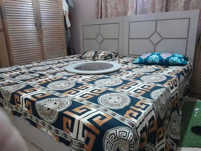 Single Bed Pair for Sale along with Mattress and a Round Mirror