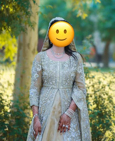 Bridal Off-White Heavy Embroidered Dress for Sale