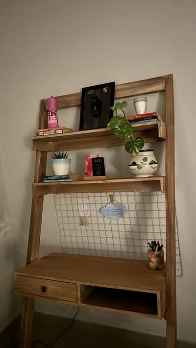 Ladder Style Study Table with iron grid panel