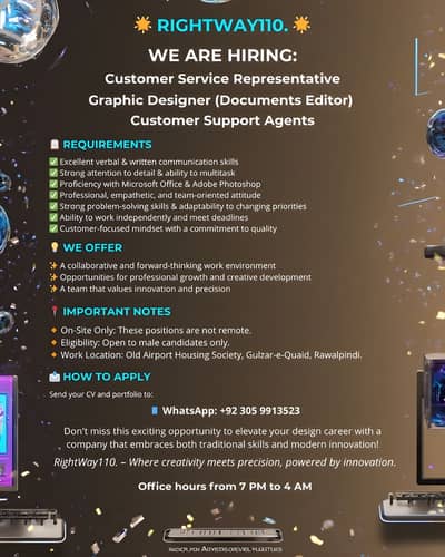  Hiring Now: Customer Service Reps & Graphic Designer | On-Site | Ra