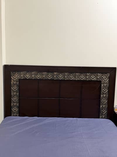 Queen Size Wooden Bed with Mattress + Side Table – Great Condition!