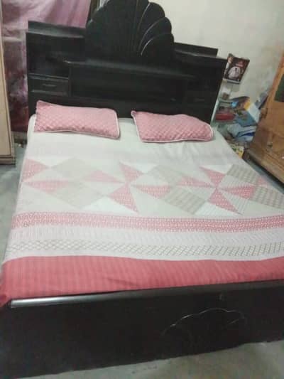 Used Bed for sale with mattress and dressing table and crockery almari