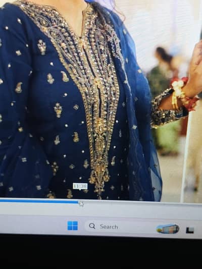 Organza embroiderd stitched 3pc suit