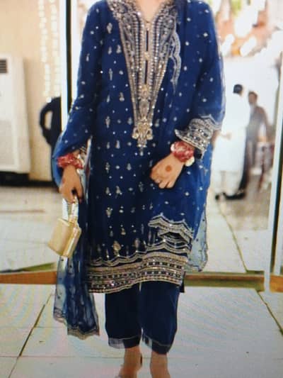 Organza embroiderd stitched 3pc suit