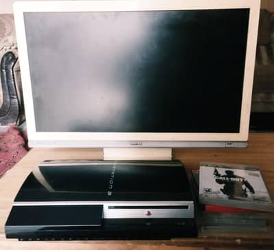 PS3 fat jailbreaked+ benQ monitor led 22 + 5 PS3 discs