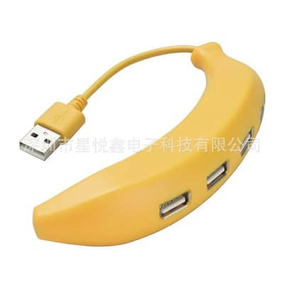Factory Direct Banana USB Hub 4x2.0 Splitter Yellow