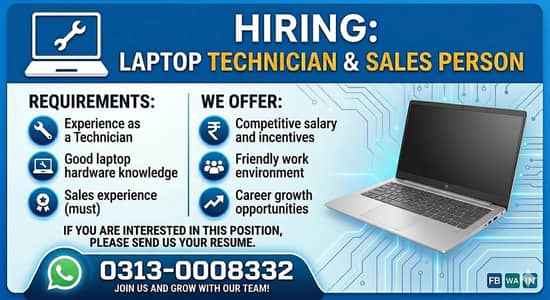 Laptops hardware technician and sales expert