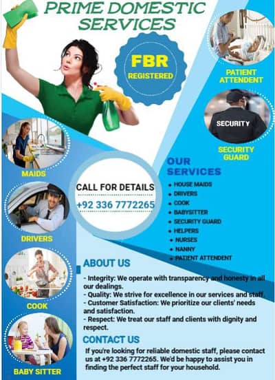 Maid Babysitter Cook patient attendant  Driver Helper