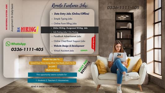 We offer handwriting assignment work /online jobs, data entry jobs, an