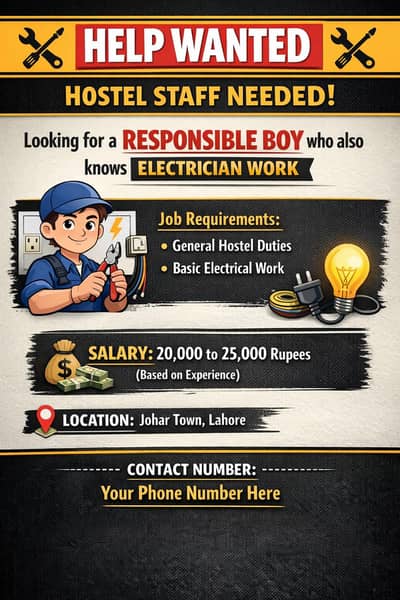 ضرورت برائے الیکٹریشن