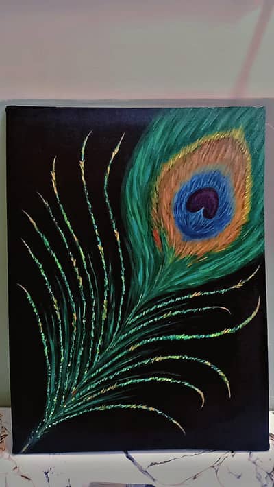 Peacock feather painting