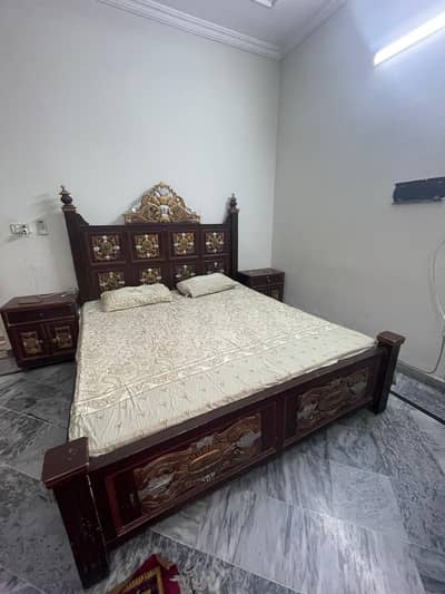 King size bed with side tables urgent sale