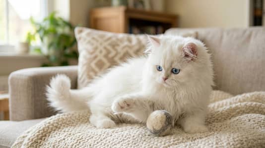 Pure White Persian Kitten with Blue Eyes – 1 Month Old