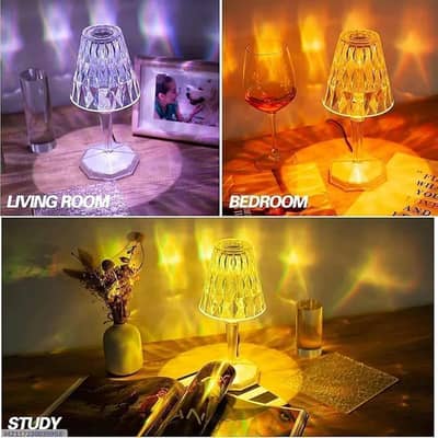 Rechargeable Crystal  Table Lamp With Type C Charging