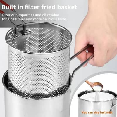 Karachi Online Stainless Steel Oil Filter Pot with Strainer Basket - 1
