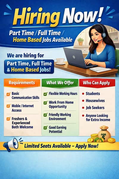 Hiring a part time full time home based office job