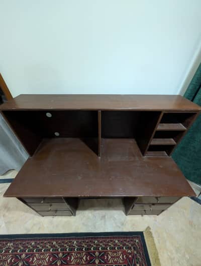 Classic wooden desk with shelves and drawers