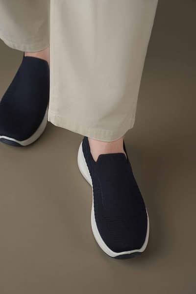 men's blue knit slip_on walking shoes