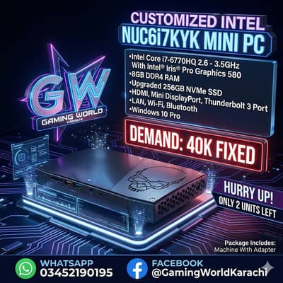 Customized Intel NUC6i7KYK Mini PC Intel Core i7-6770HQ Iris Pro 580