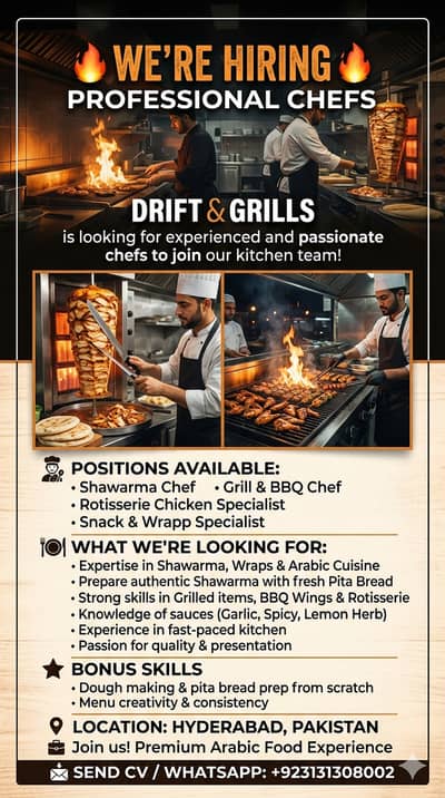 HIRING URGENTLY!! Experienced Professional Chefs Required