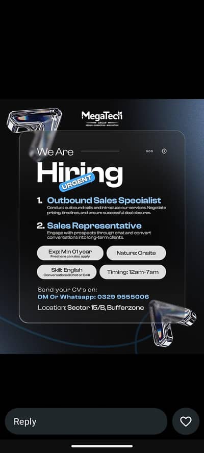 We are hiring Sales Representative