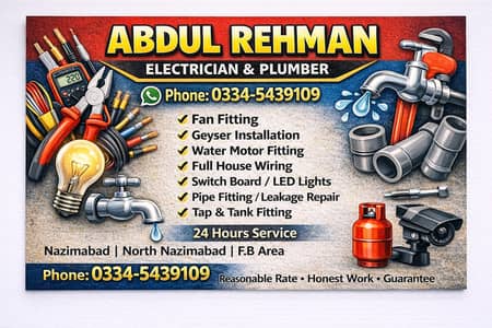 Reliable Electrician / Plumber – Karachi
