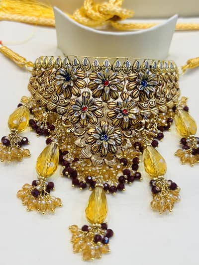 21 CARAT NATURAL GOLD NECKLACE COLLAR SET HAMZA JEWELLERS