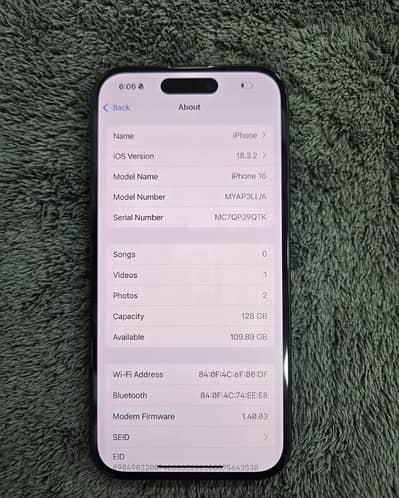 iPhone 16 128gb non PTA