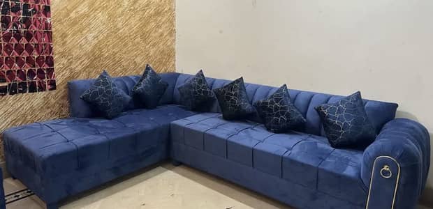 L Shaped sofa Navy Blue