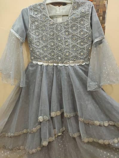 Stylish stone work Frock 3pcs